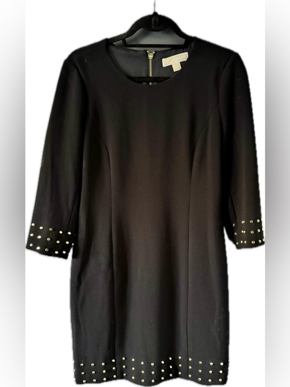 Michael Kors Gold Studded Crepe Shift Dress